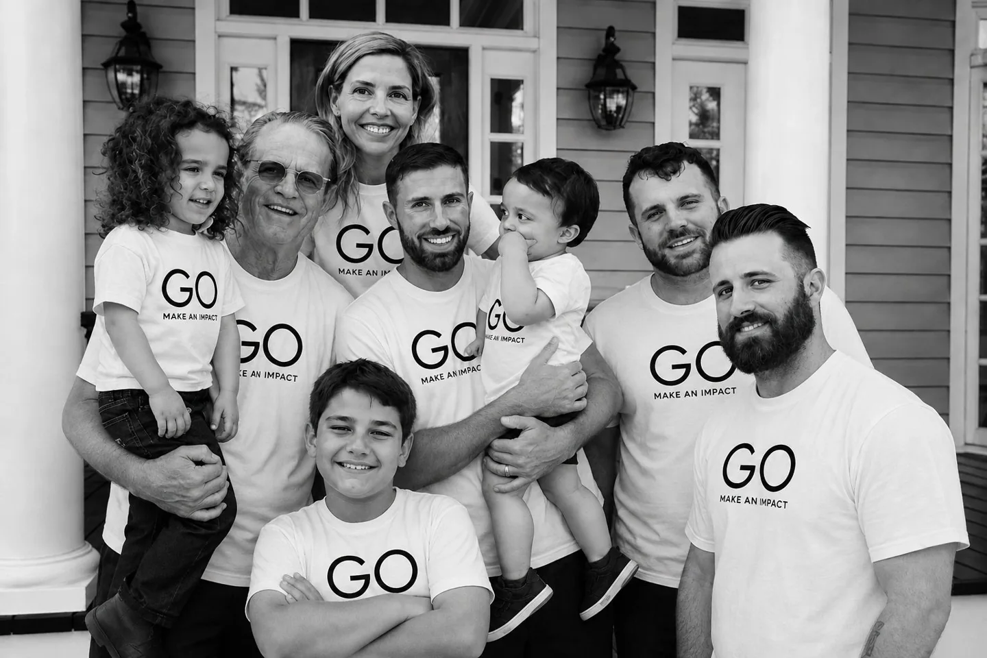 Goswick family members wearing GO Make An Impact shirts together.