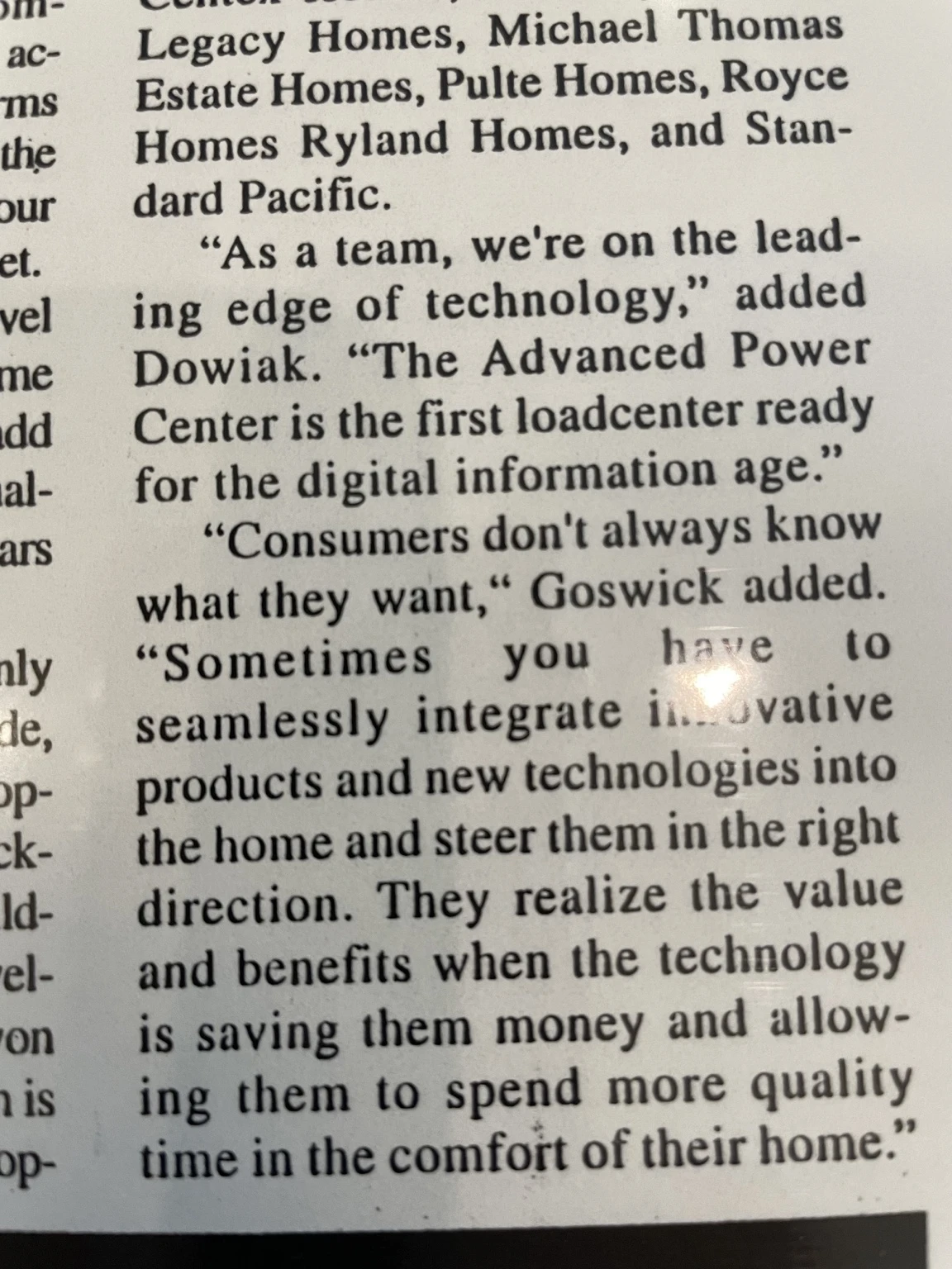 The original excerpt connects technology with savings, comfort, and time at home.